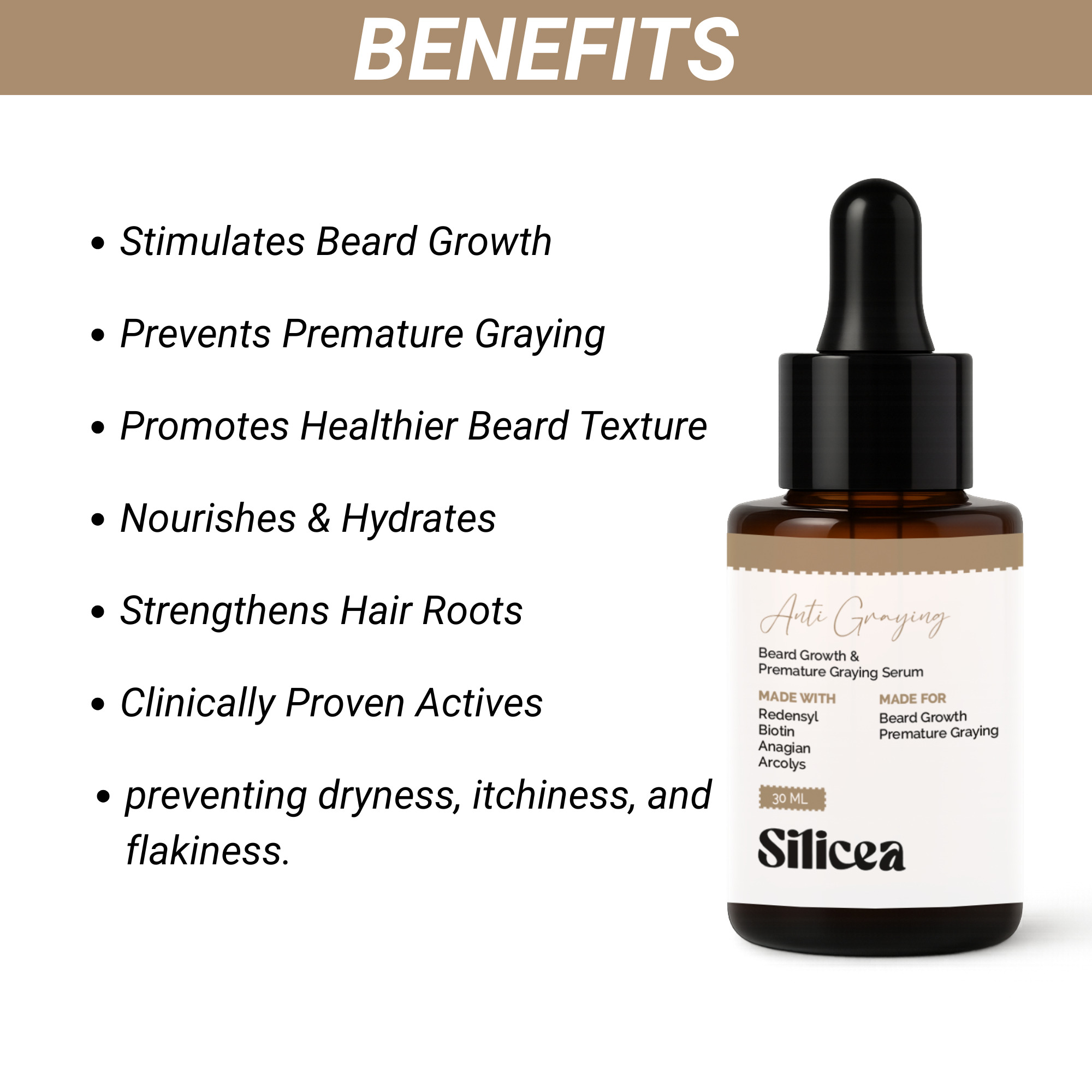 Anti Graying Beard Growth Serum